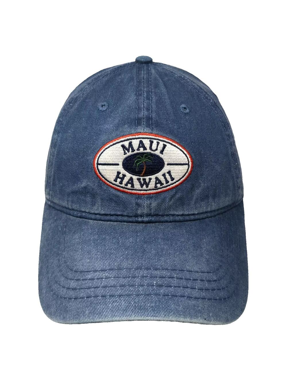Aloha Hawaii Maui Palm Blue Baseball Cap OS Souvenir Embroidered Adjustable Hat